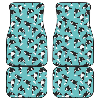 Whale Action Design Themed Print Car Floor Mats Front Back
