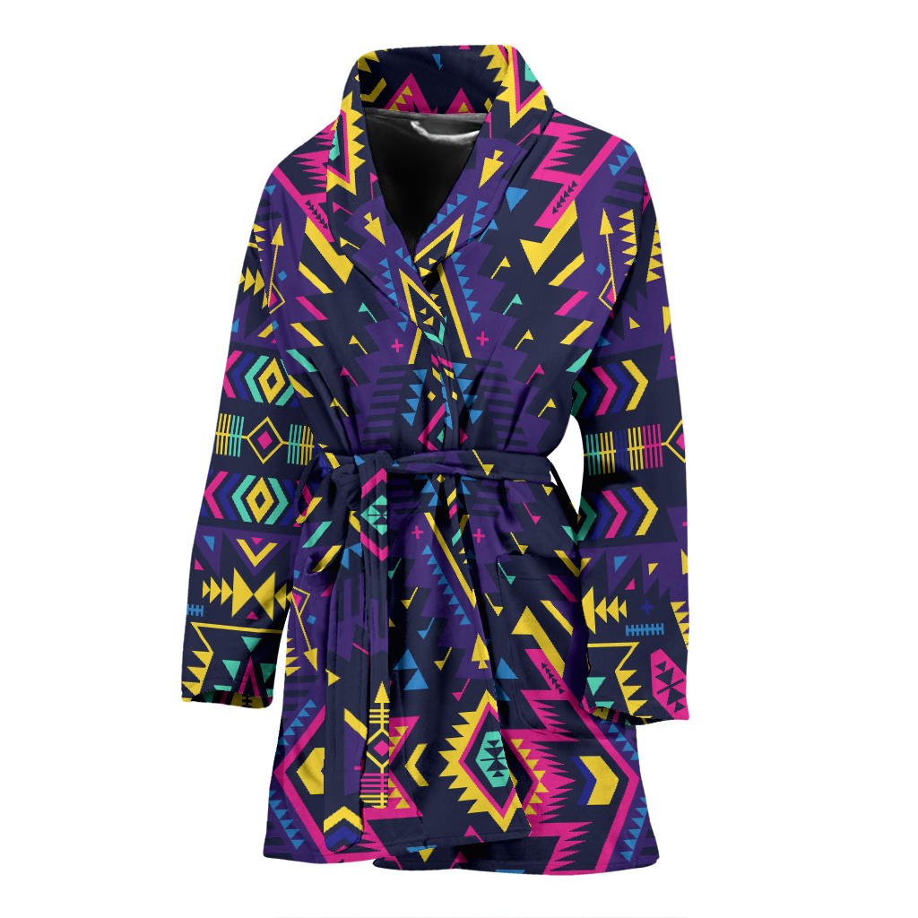 Aztec Pattern Print Design 07 Women Bathrobe