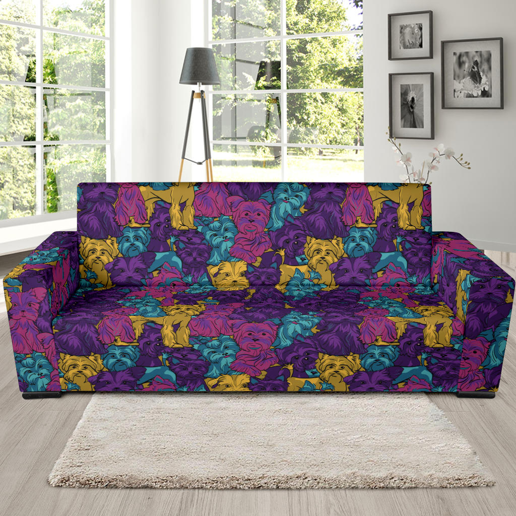 Yorkshire Terriers Print Design LKS3010 Sofa Slipcover
