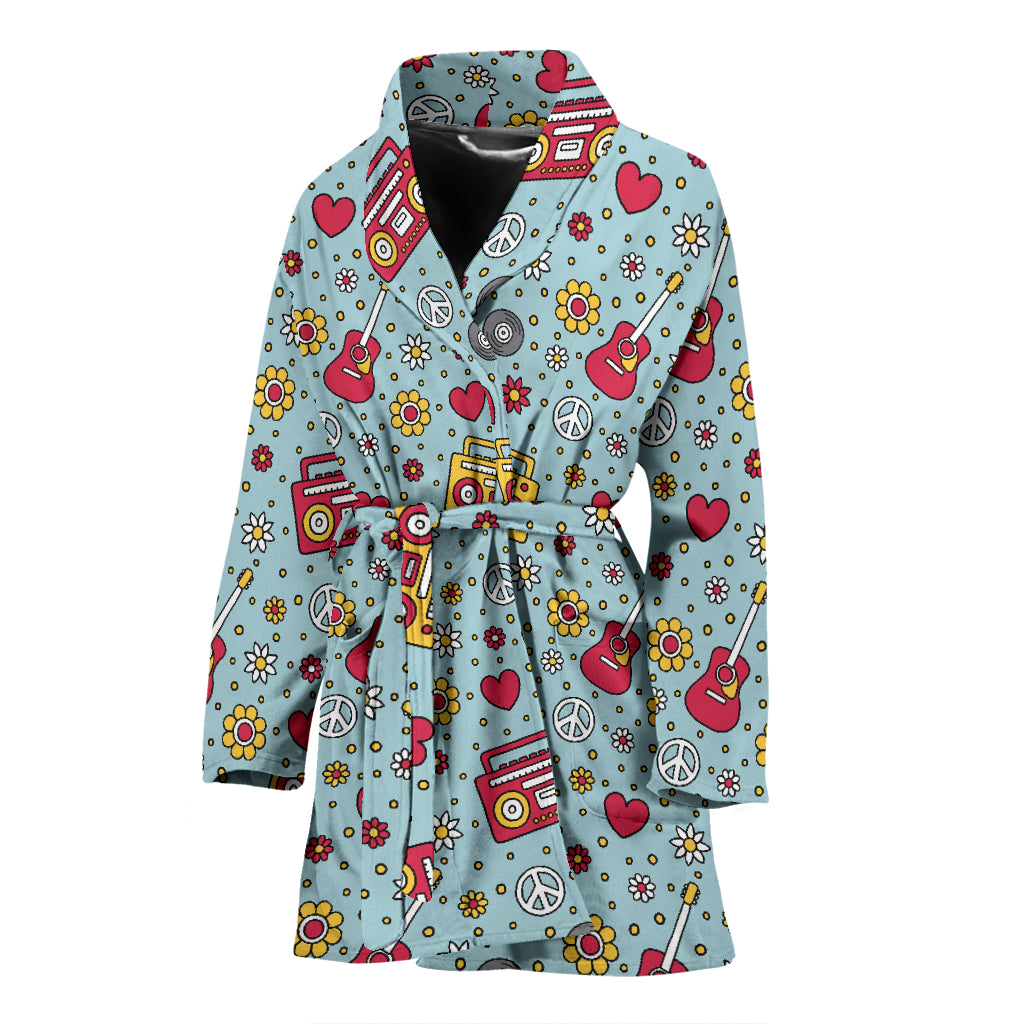 Hippie Print Design LKS307 Women Bathrobe