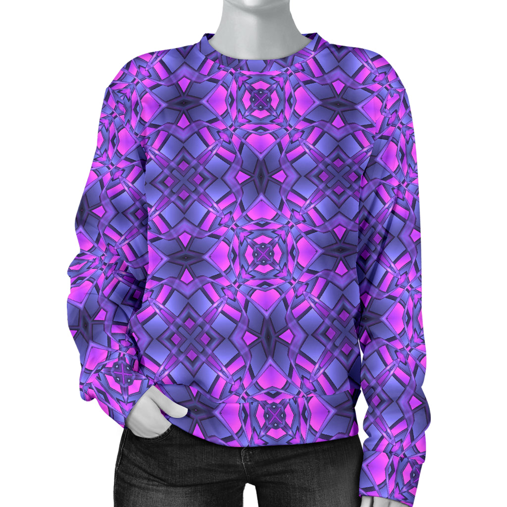 kaleidoscope Pattern Print Design Women Long Sleeve Sweatshirt