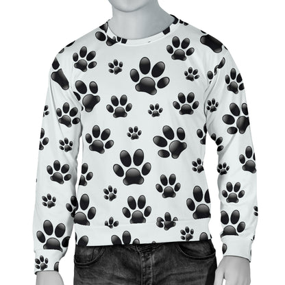 Paw Themed Print Men Long Sleeve Sweatshirt