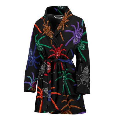 Tarantula Neon Color Pattern Print Design 03 Women Bathrobe