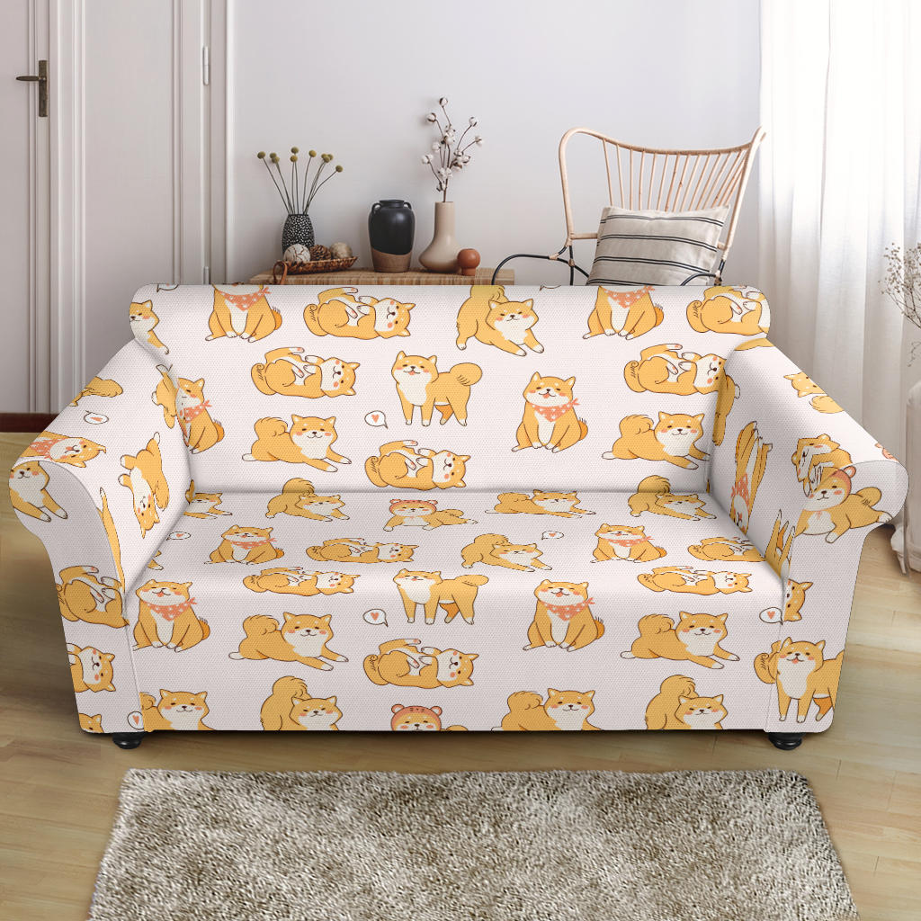 Shiba Inu Print Design LKS308 Loveseat Couch Slipcover