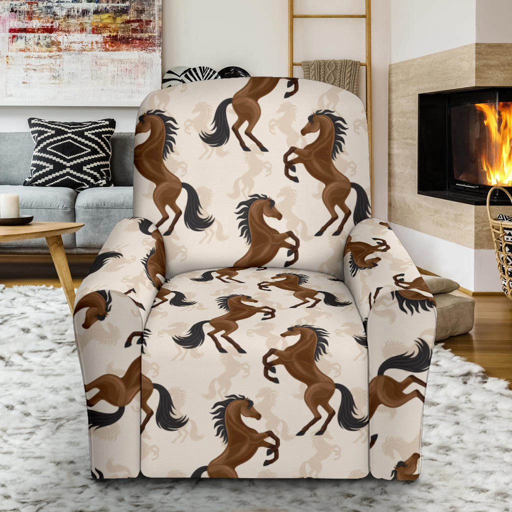 Horse Print Design LKS308 Recliner Slipcover with Pocket