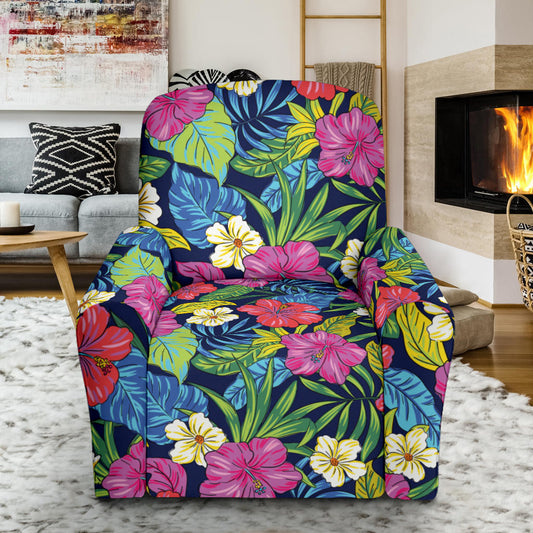 Hibiscus Print Design LKS3010 Recliner Slipcover with Pocket