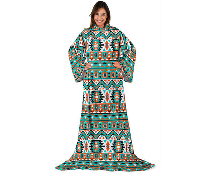 Indian Navajo Ethnic Themed Design Print Adult Sleeve Blanket