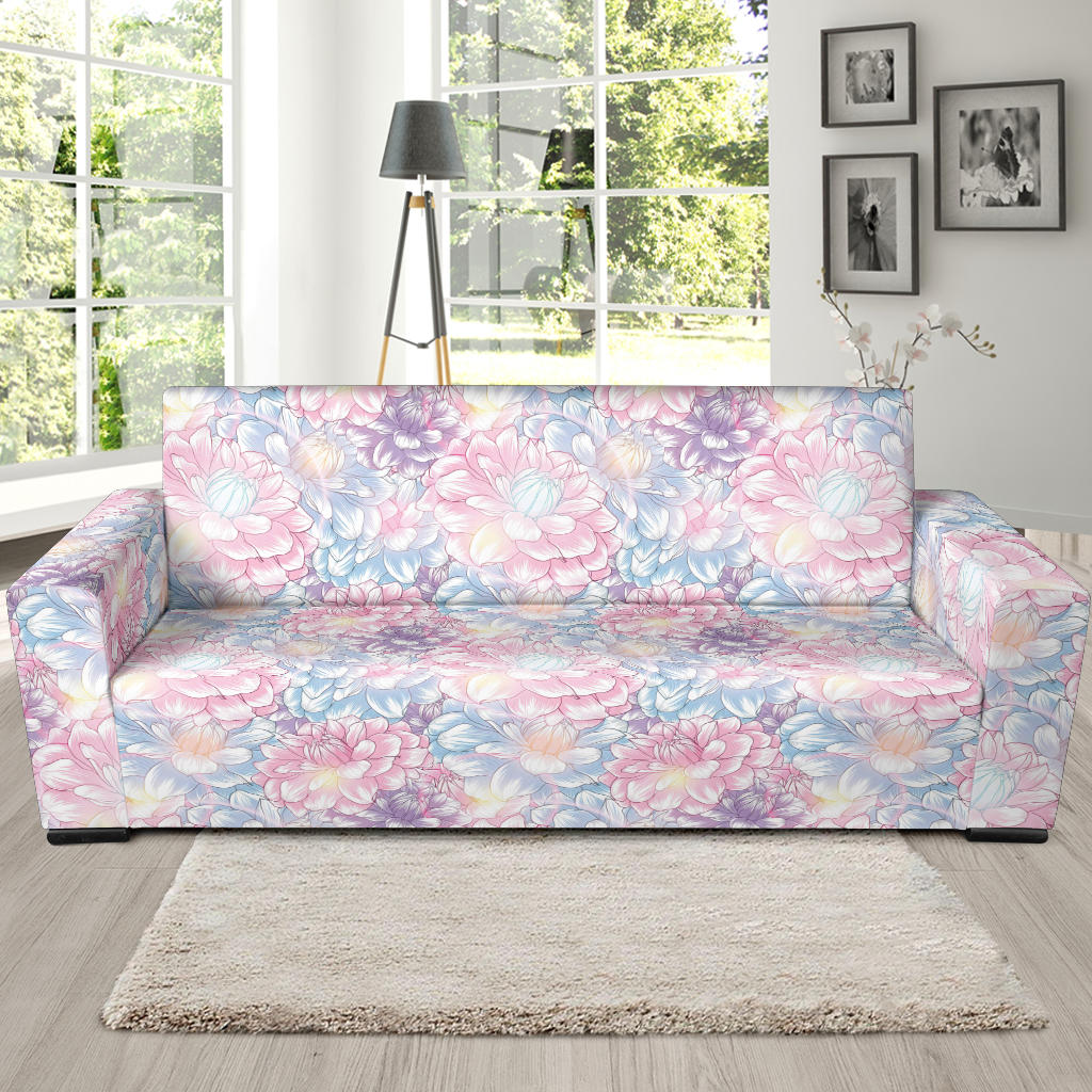 Dahlia Pattern Print Design 01 Sofa Slipcover