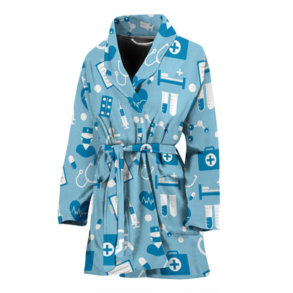 Medical Pattern Print Design 05 Women Bathrobe