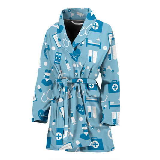 Medical Pattern Print Design 05 Women Bathrobe