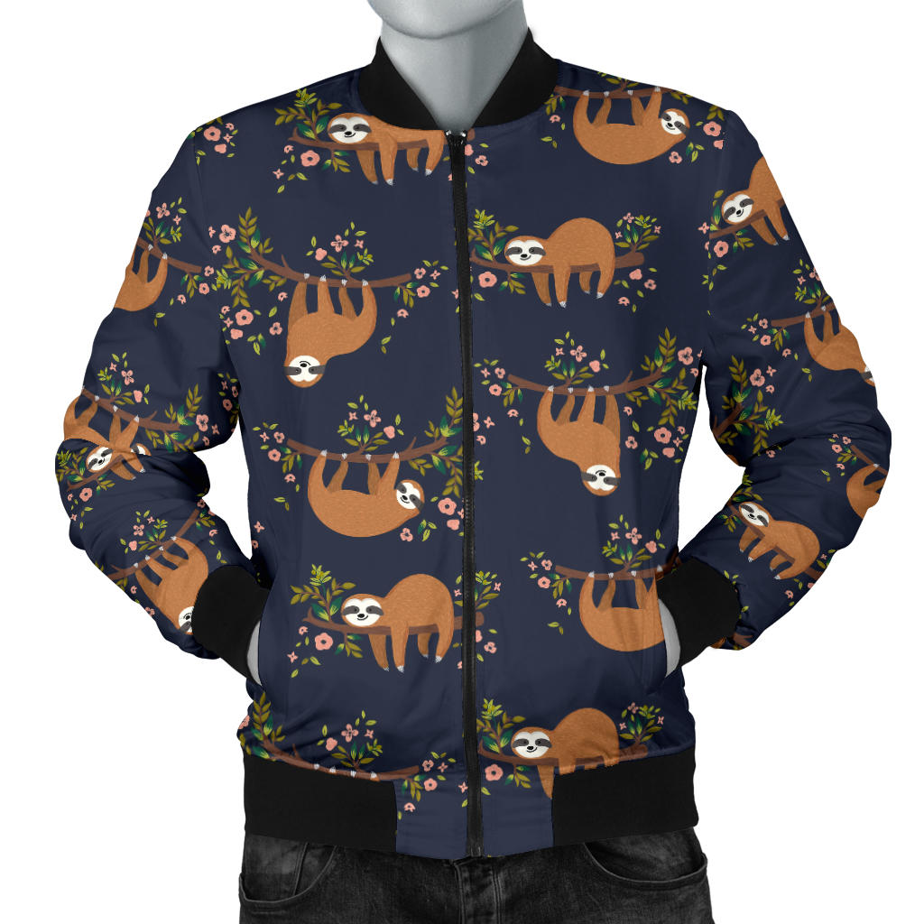 Sloth flower Design Themed Print Men Bomber Jacket
