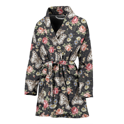 Butterfly Flower Pattern Print Design 07 Women Bathrobe