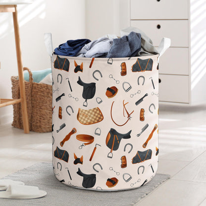 Equestrian Equipment Print Pattern Laundry Basket