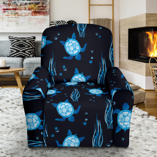Sea Turtle Print Design LKS3013 Recliner Slipcover with Pocket
