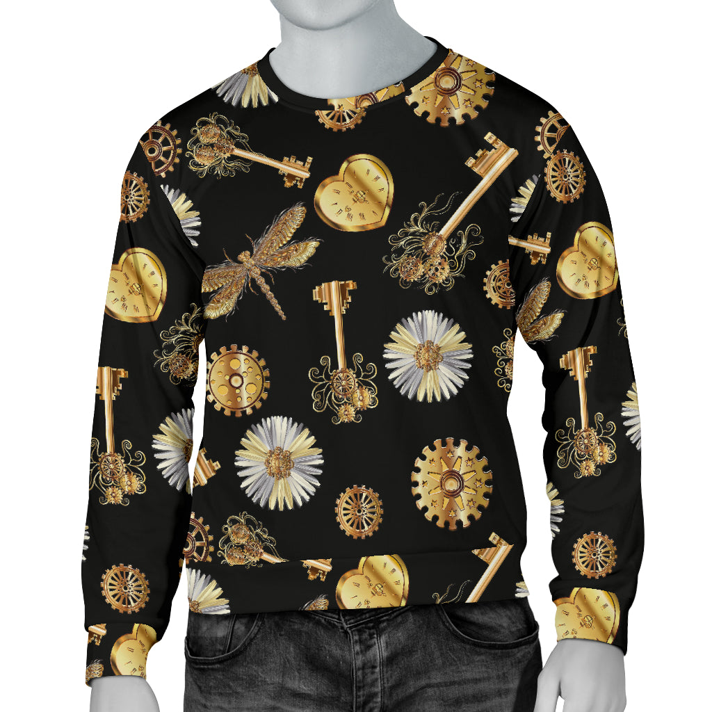 Steampunk Dragonfly Design Themed Print Men Long Sleeve Sweatshirt