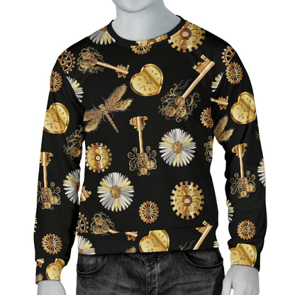 Steampunk Dragonfly Design Themed Print Men Long Sleeve Sweatshirt