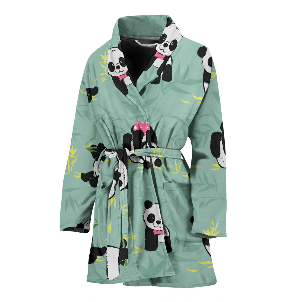 Panda Pattern Print Design A05 Women Bathrobe