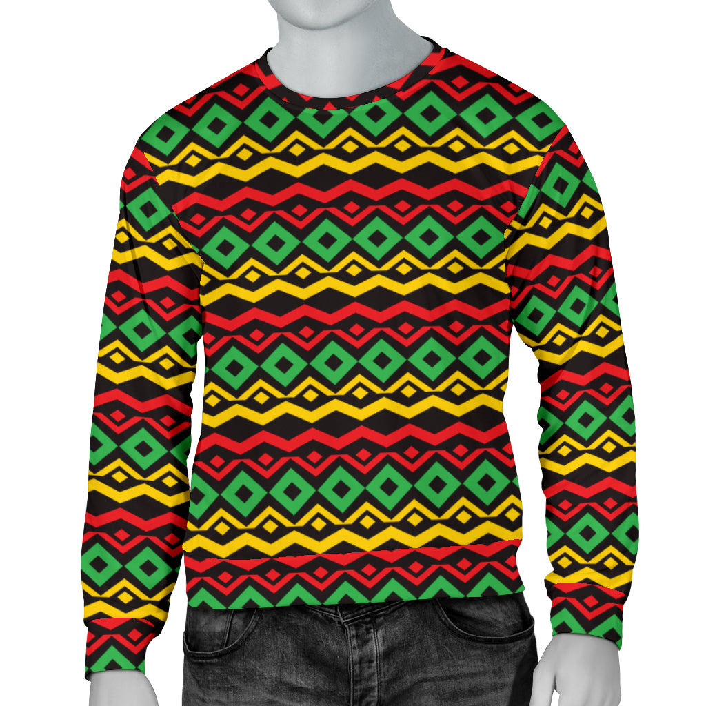 Rasta Reggae Color Themed Men Long Sleeve Sweatshirt