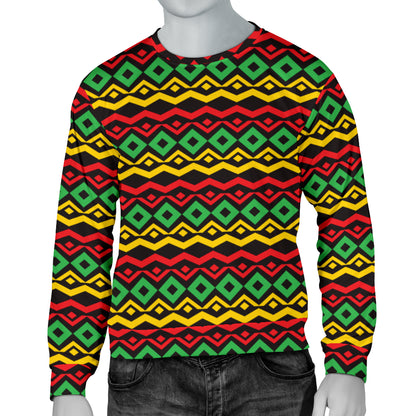 Rasta Reggae Color Themed Men Long Sleeve Sweatshirt