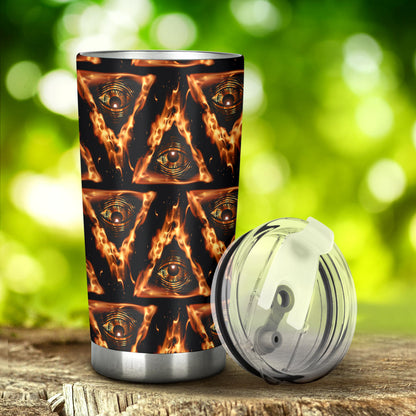 Eye of Horus in Flame Print Tumbler