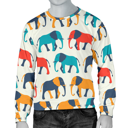 Elephant Colorful Print Pattern Men Long Sleeve Sweatshirt