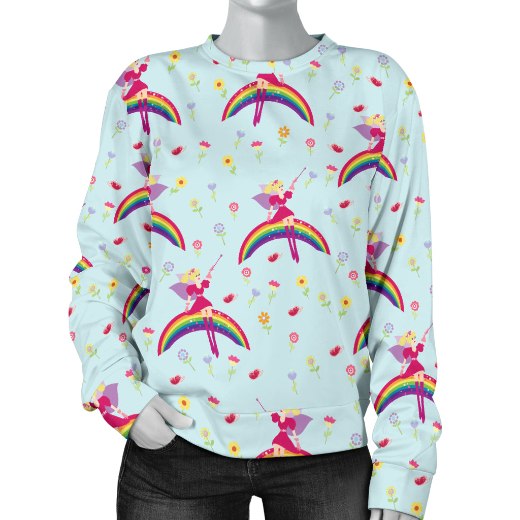 Fairy with Rainbow Print Pattern Women Long Sleeve Sweatshirt