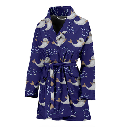 Sea Lion Print Design LKS404 Women Bathrobe