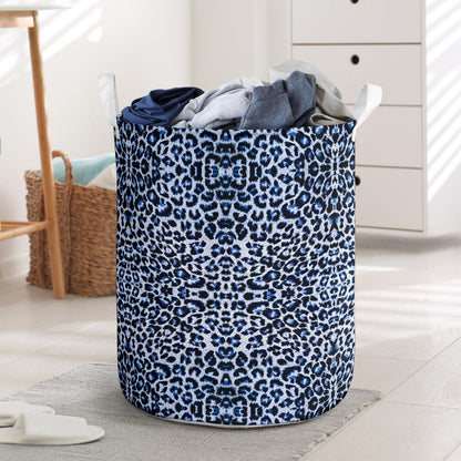 Leopard Blue Skin Print Laundry Basket