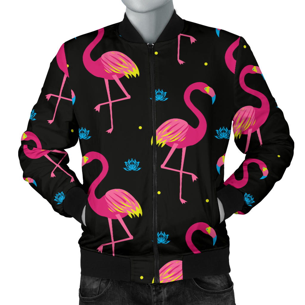 Flamingo Pink Neon Print Pattern Men Bomber Jacket