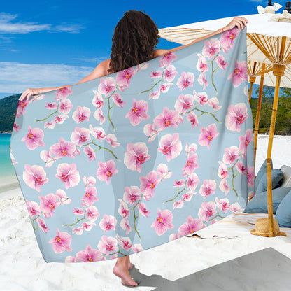 Orchid Pattern Print Design A01 Sarong Pareo Wrap