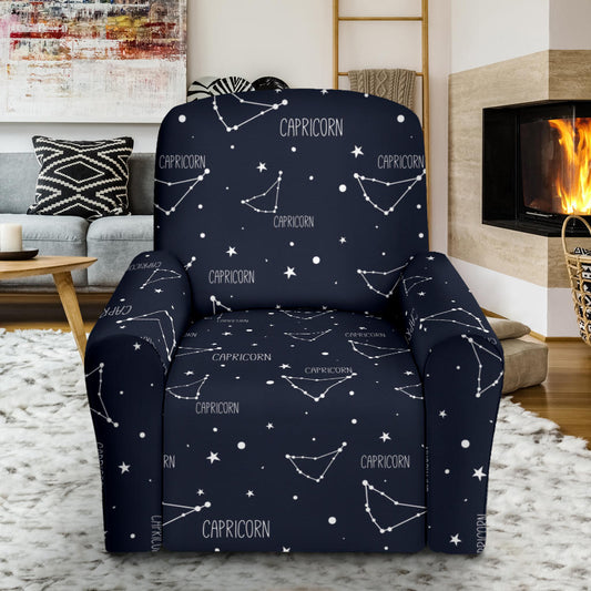 Capricorn Zodiac Pattern Print Design 01 Recliner Slipcover with Pocket