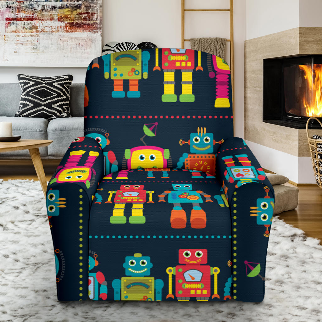 Robot Pattern Print Design A01 Recliner Slipcover with Pocket