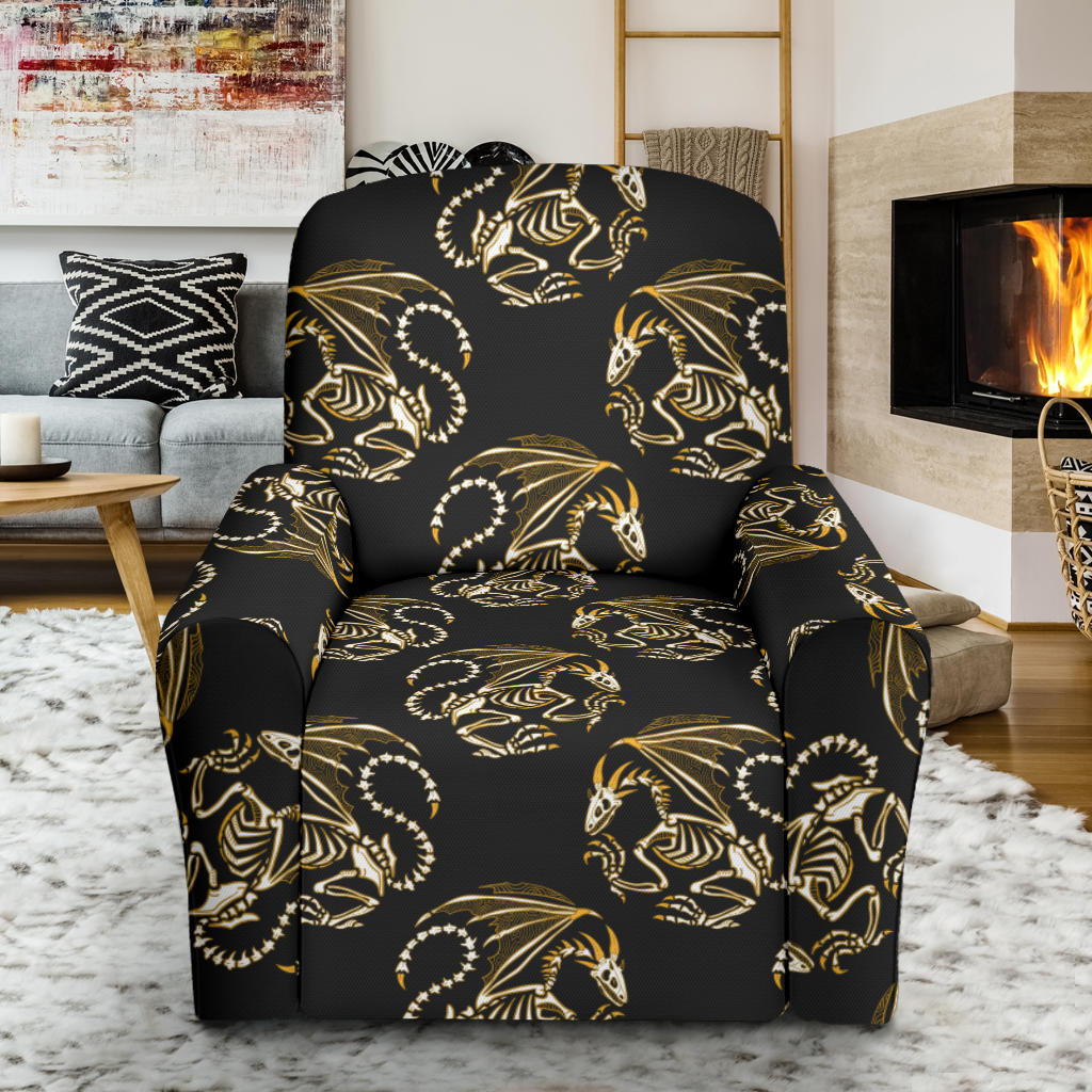 Skeleton Dragon Print Design LKS306 Recliner Slipcover with Pocket