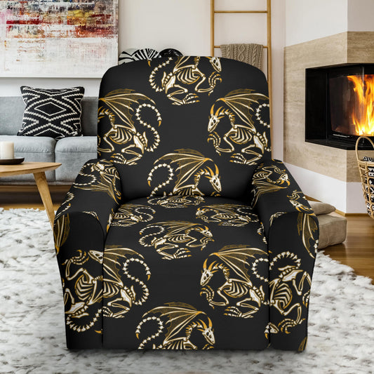Skeleton Dragon Print Design LKS306 Recliner Slipcover with Pocket
