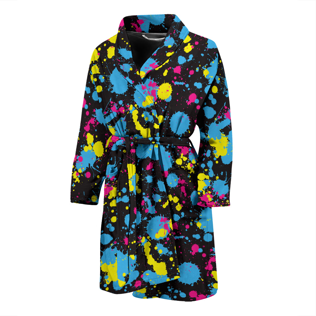 Splatter Colorful Print Design LKS301 Men Bathrobe