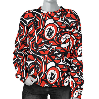 Native North American Themed Print Women Long Sleeve Sweatshirt