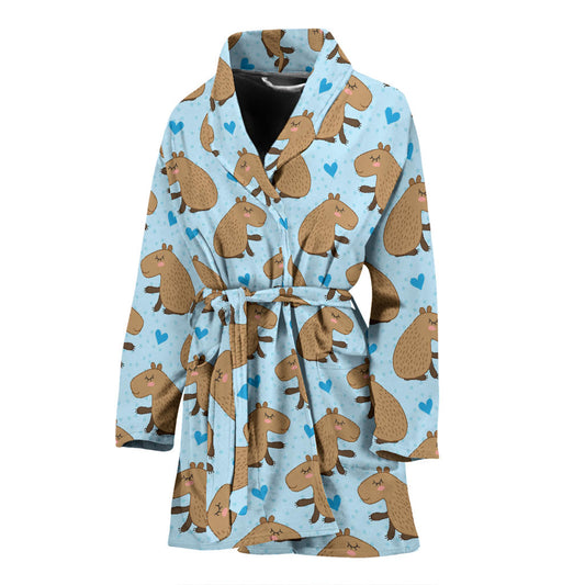 Capybara Pattern Print Design 01 Women Bathrobe