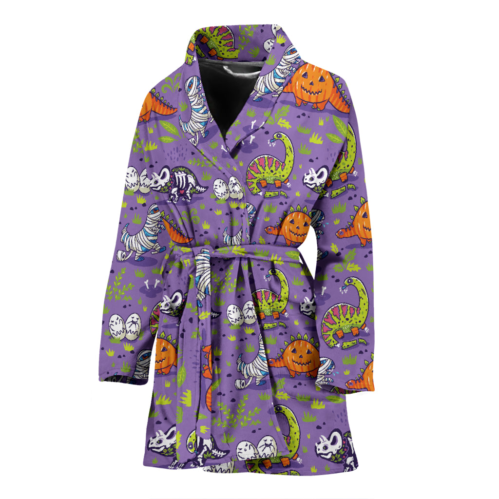 Zombie Dinosaur Print Design LKS302 Women Bathrobe