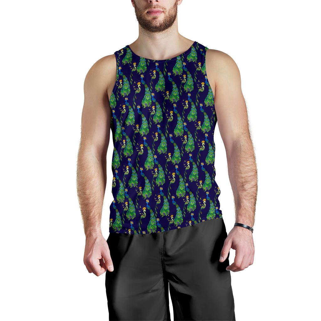Peacock Art Design Print Men Tank Top