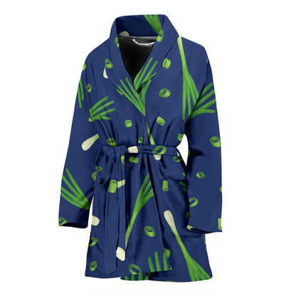 Leek Pattern Print Design 02 Women Bathrobe