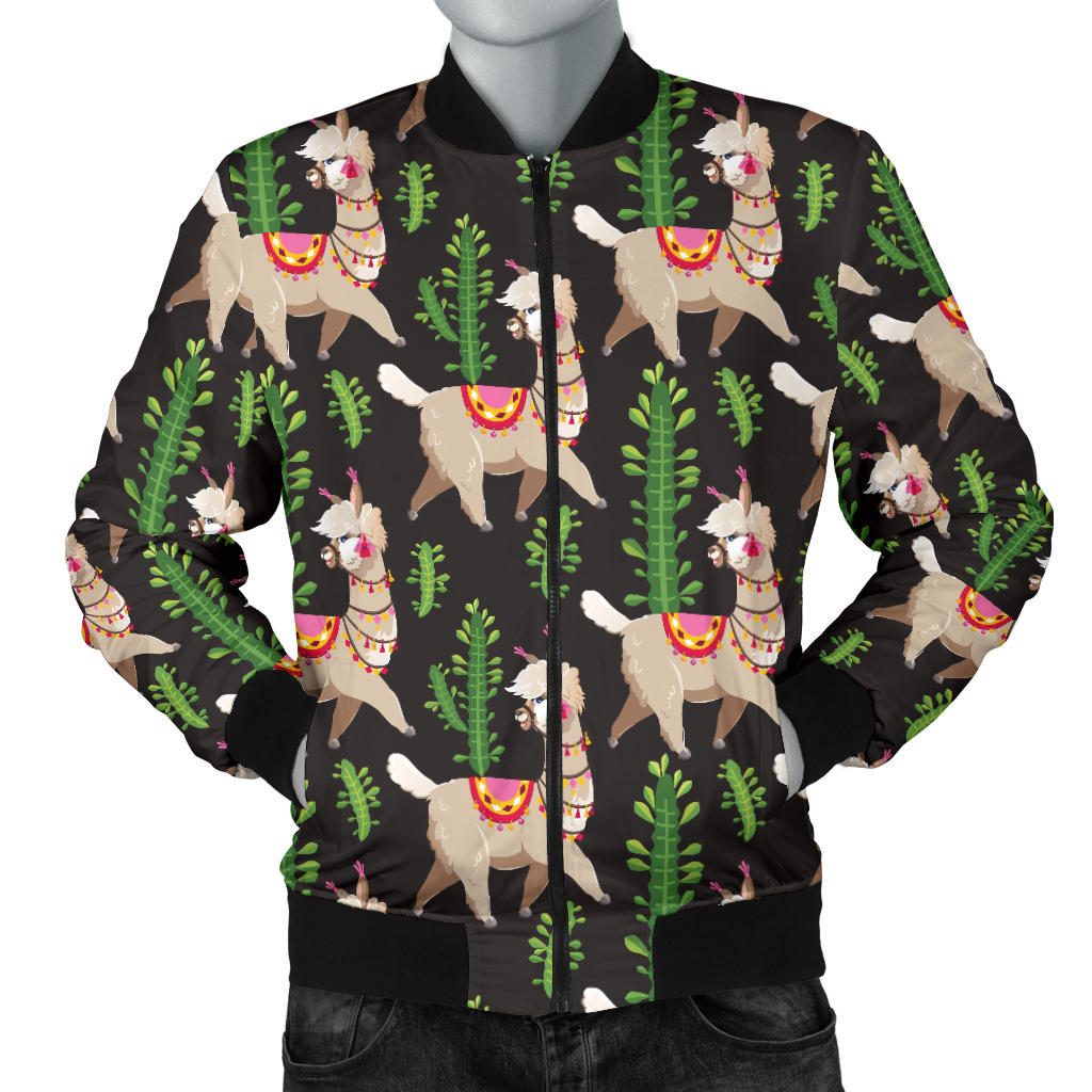 Alpaca Cactus Design Themed Print Men Bomber Jacket