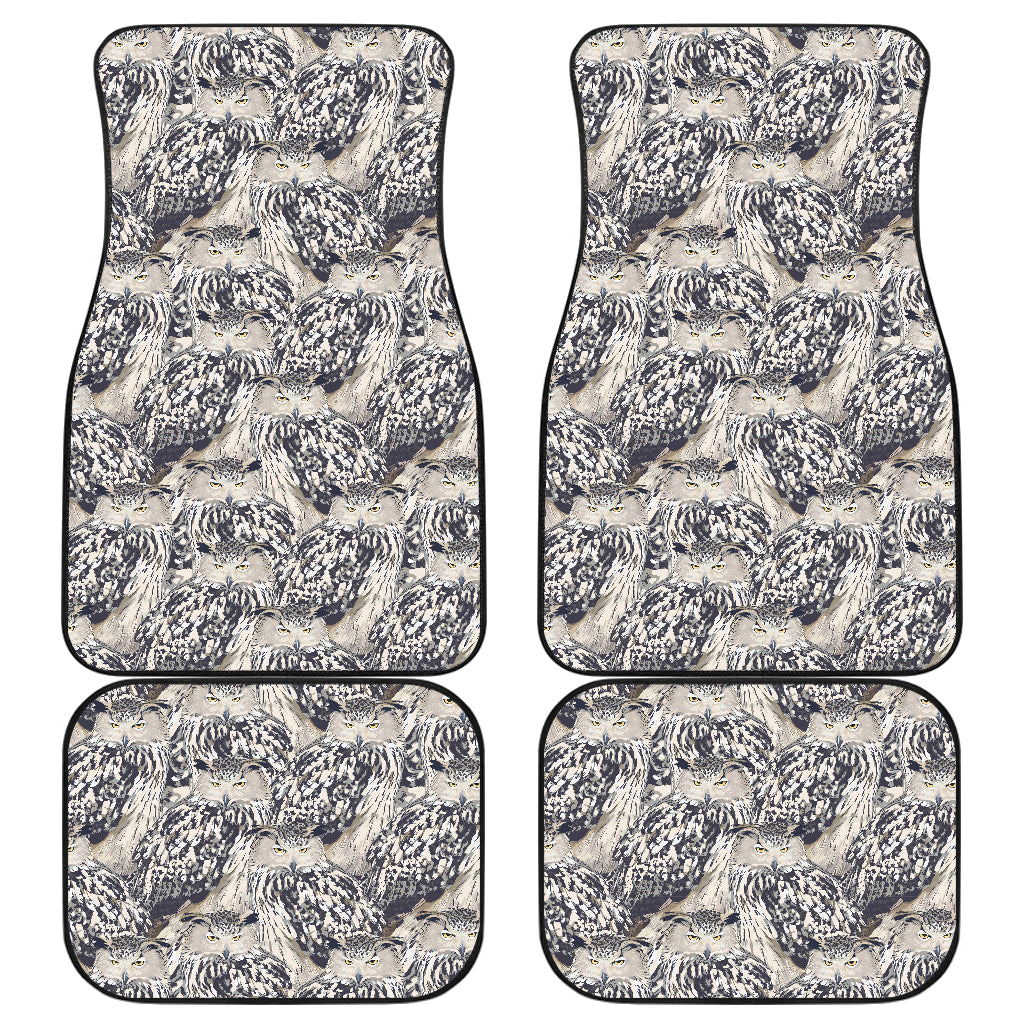 Owl Realistic Themed Design Print Car Floor Mats Front Back