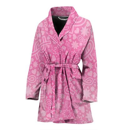 Breast cancer Pattern Print Design 02 Women Bathrobe