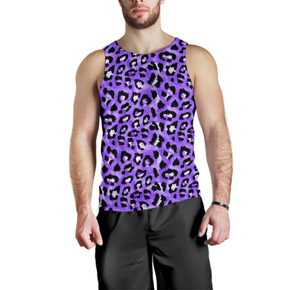 Leopard Purple Skin Print Men Tank Top