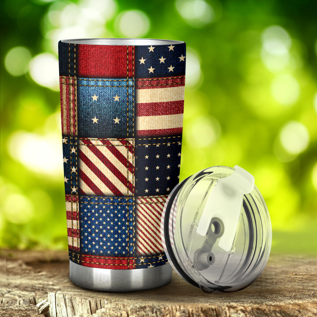 American flag Patchwork Design Tumbler