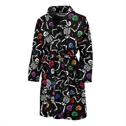 Skeleton Print Design LKS307 Men Bathrobe