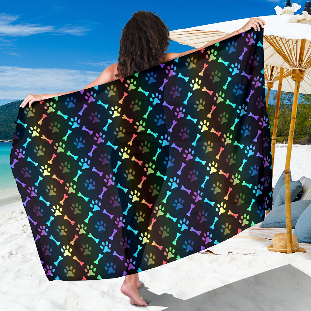 Paw Rainbow Pattern Print Design A01 Sarong Pareo Wrap