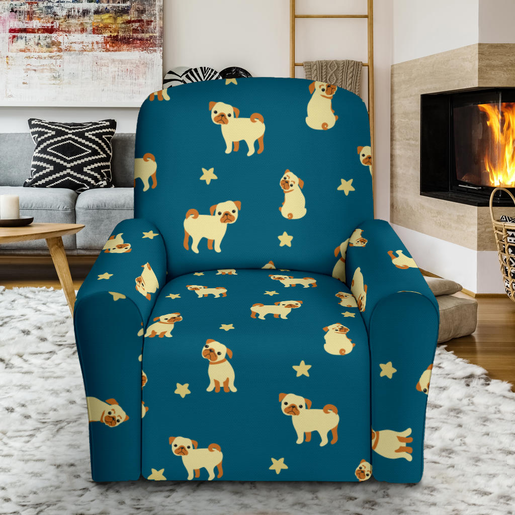 Pug Pattern Print Design A06 Recliner Slipcover with Pocket