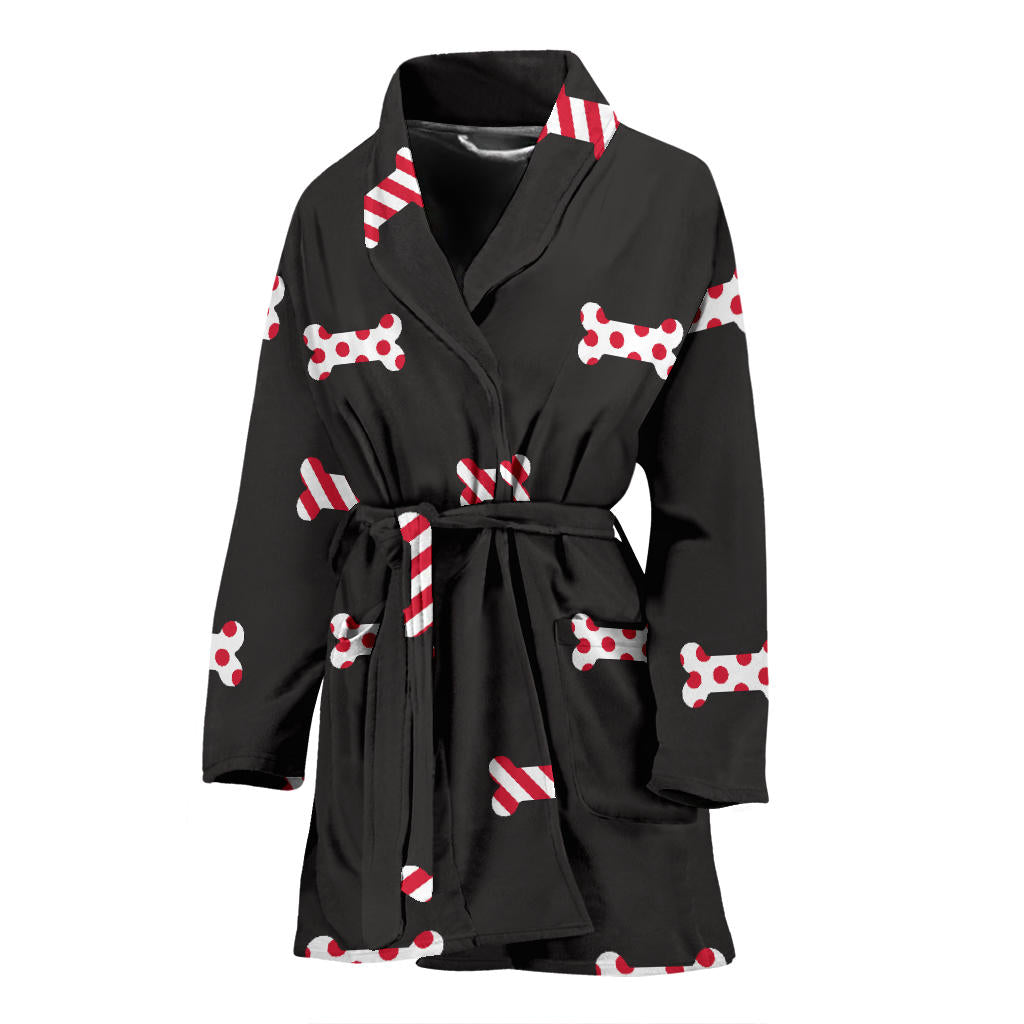 Dog Bone Pattern Print Design 04 Women Bathrobe