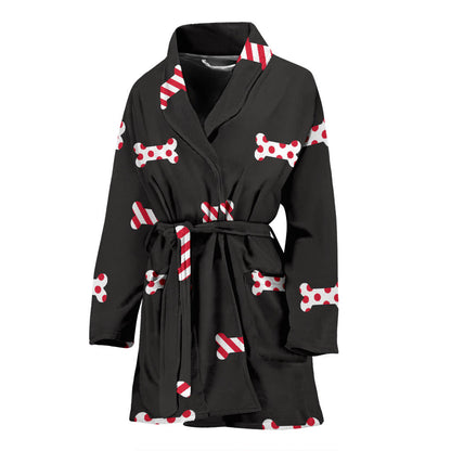 Dog Bone Pattern Print Design 04 Women Bathrobe